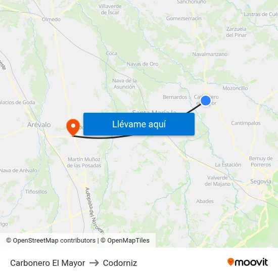 Carbonero El Mayor to Codorniz map
