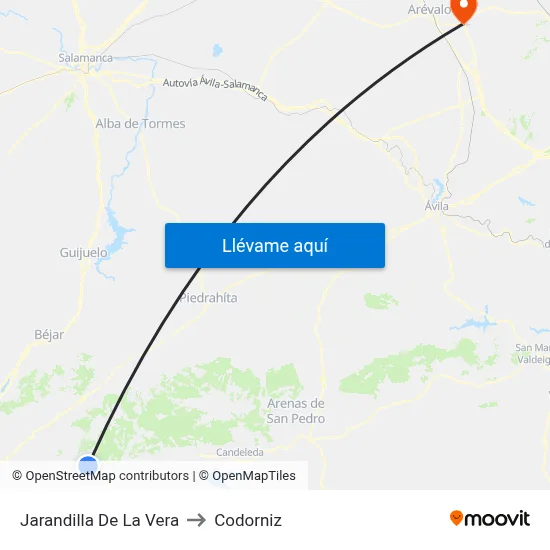 Jarandilla De La Vera to Codorniz map