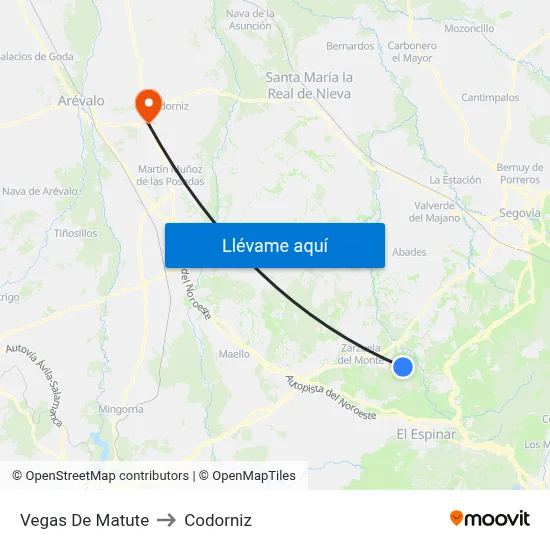 Vegas De Matute to Codorniz map