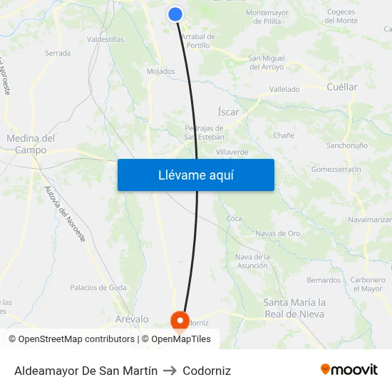 Aldeamayor De San Martín to Codorniz map