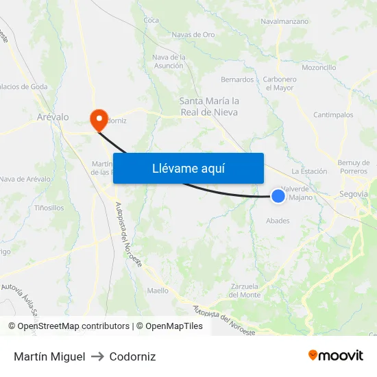 Martín Miguel to Codorniz map