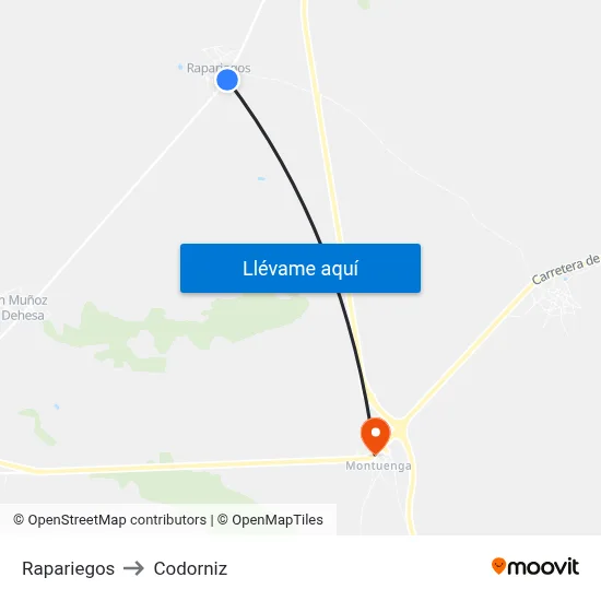Rapariegos to Codorniz map