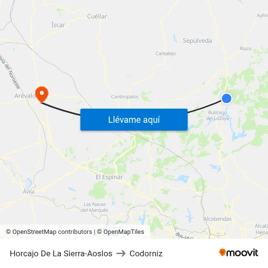 Horcajo De La Sierra-Aoslos to Codorniz map