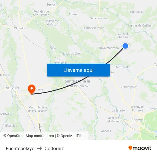 Fuentepelayo to Codorniz map