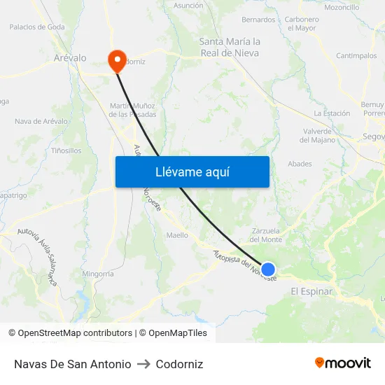 Navas De San Antonio to Codorniz map