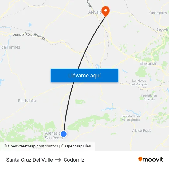 Santa Cruz Del Valle to Codorniz map