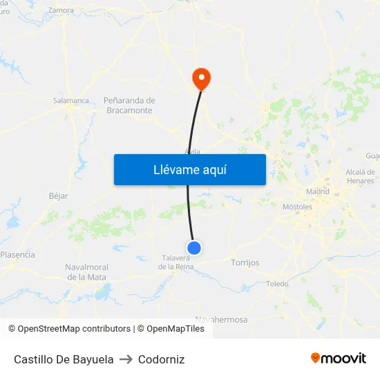 Castillo De Bayuela to Codorniz map
