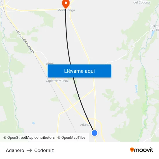Adanero to Codorniz map
