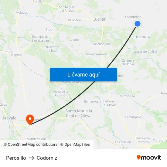 Perosillo to Codorniz map