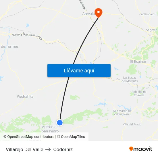Villarejo Del Valle to Codorniz map