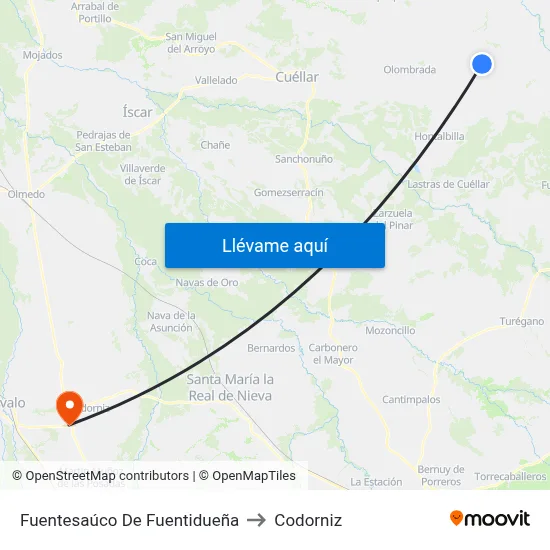Fuentesaúco De Fuentidueña to Codorniz map