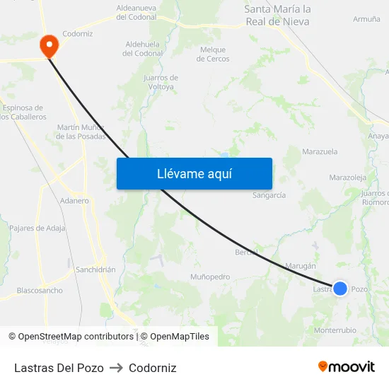 Lastras Del Pozo to Codorniz map