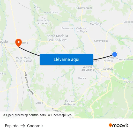 Espirdo to Codorniz map