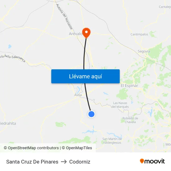 Santa Cruz De Pinares to Codorniz map