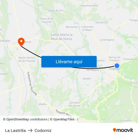 La Lastrilla to Codorniz map