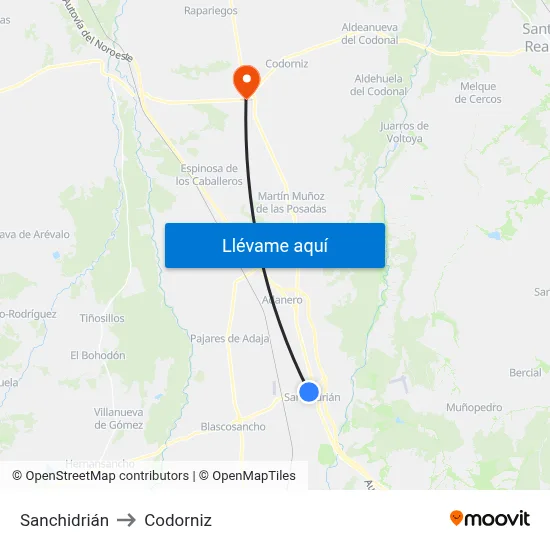 Sanchidrián to Codorniz map