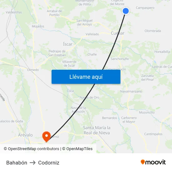 Bahabón to Codorniz map