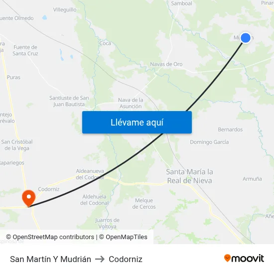 San Martín Y Mudrián to Codorniz map