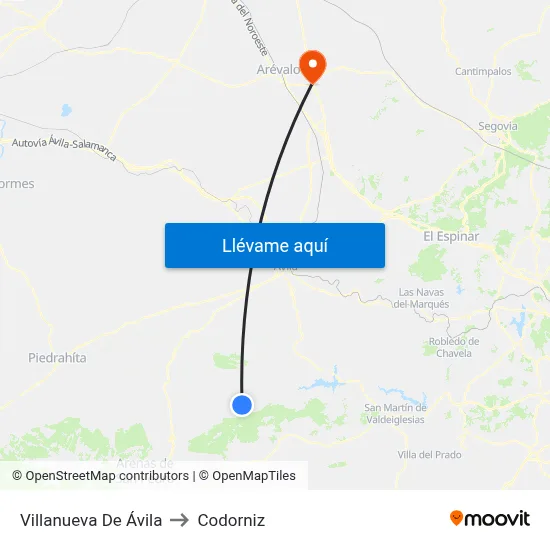 Villanueva De Ávila to Codorniz map