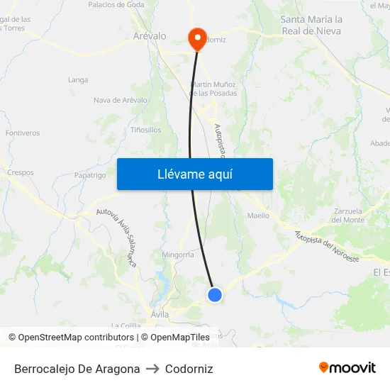 Berrocalejo De Aragona to Codorniz map