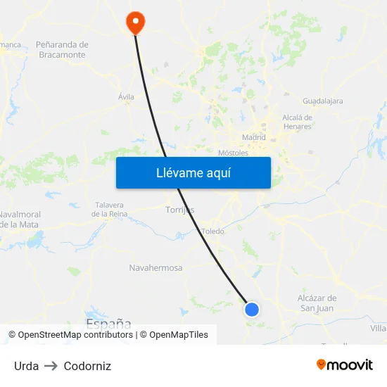 Urda to Codorniz map