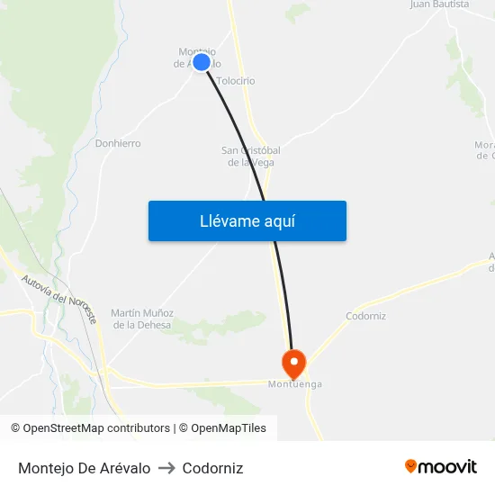 Montejo De Arévalo to Codorniz map