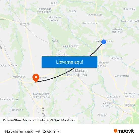 Navalmanzano to Codorniz map