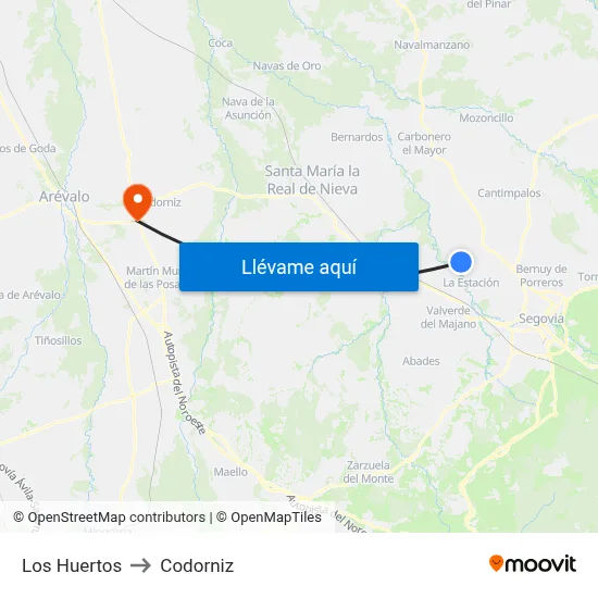 Los Huertos to Codorniz map