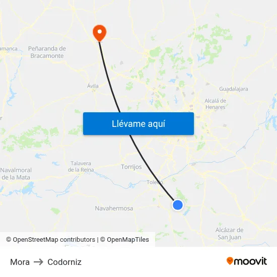 Mora to Codorniz map