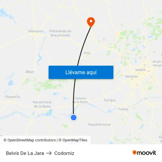 Belvís De La Jara to Codorniz map