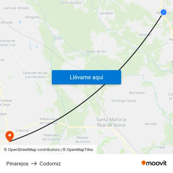 Pinarejos to Codorniz map