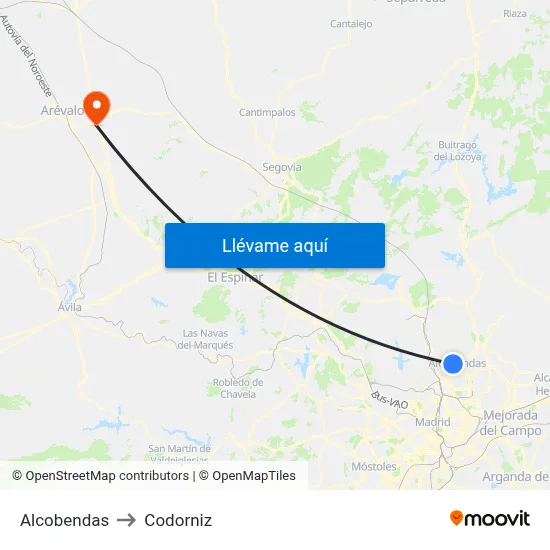 Alcobendas to Codorniz map