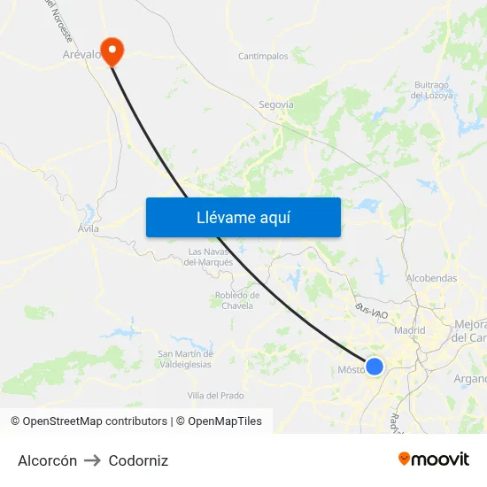 Alcorcón to Codorniz map
