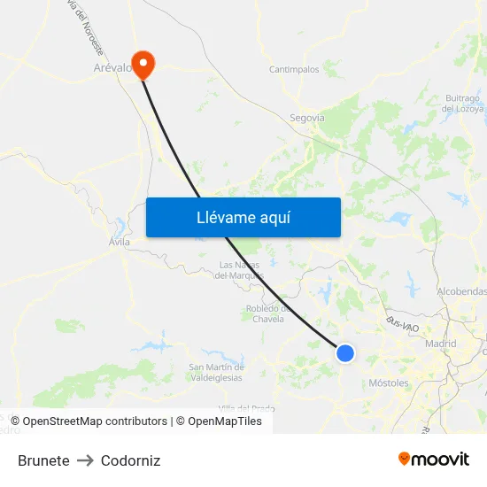 Brunete to Codorniz map