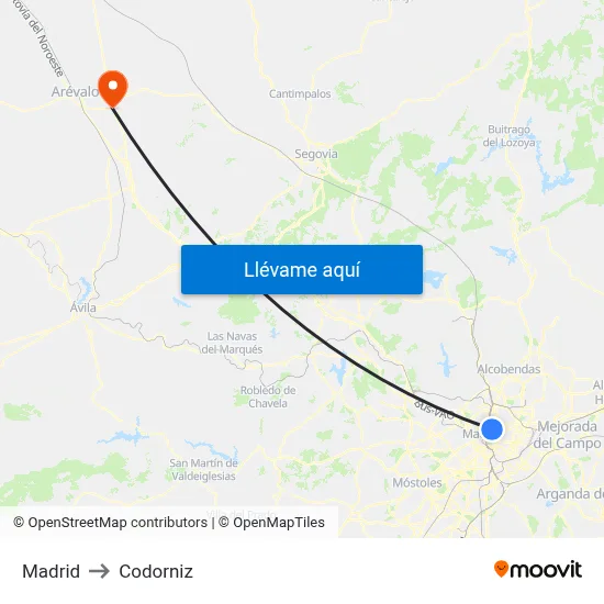 Madrid to Codorniz map
