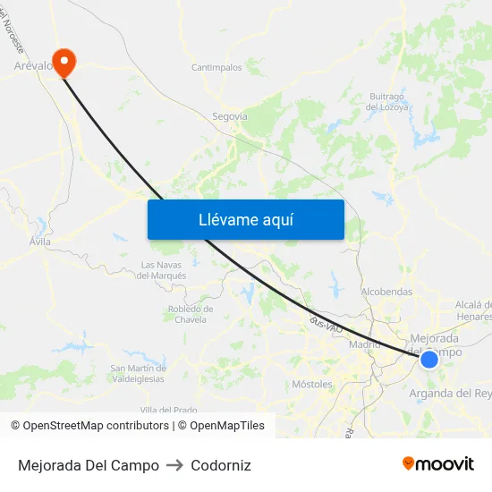 Mejorada Del Campo to Codorniz map