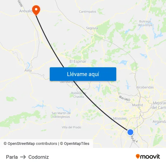 Parla to Codorniz map