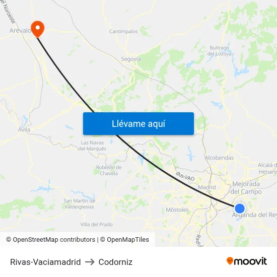 Rivas-Vaciamadrid to Codorniz map