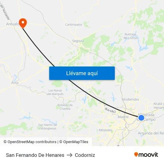San Fernando De Henares to Codorniz map