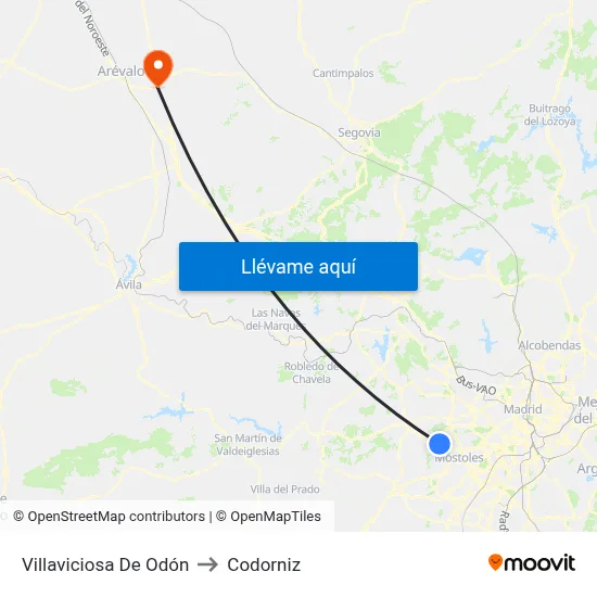 Villaviciosa De Odón to Codorniz map