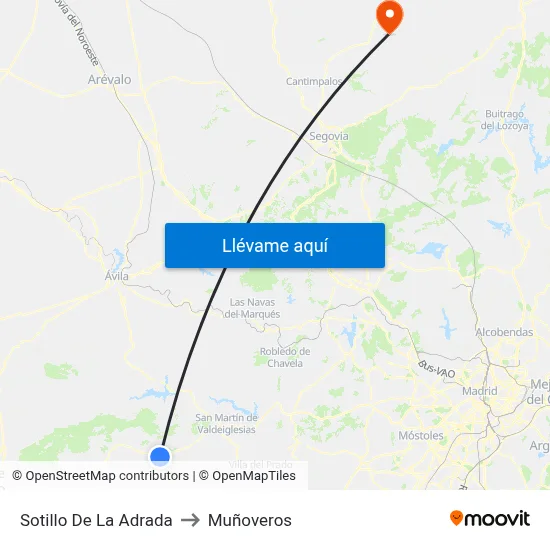Sotillo De La Adrada to Muñoveros map