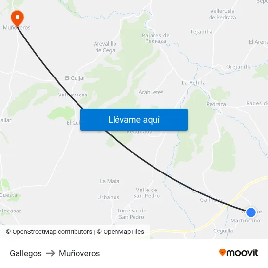 Gallegos to Muñoveros map