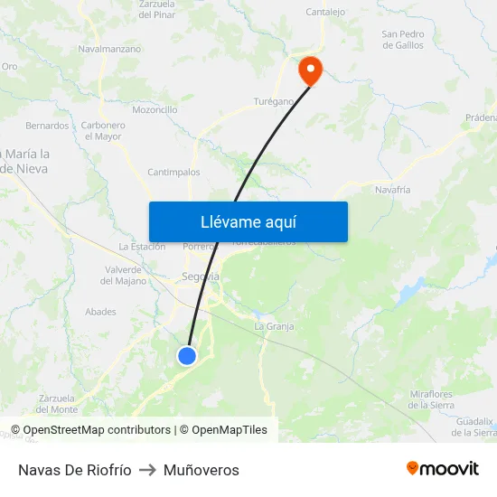 Navas De Riofrío to Muñoveros map