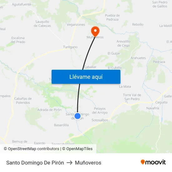 Santo Domingo De Pirón to Muñoveros map