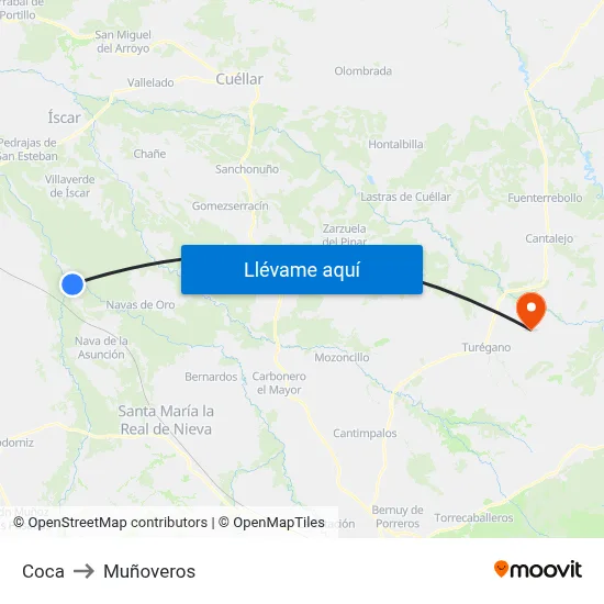 Coca to Muñoveros map