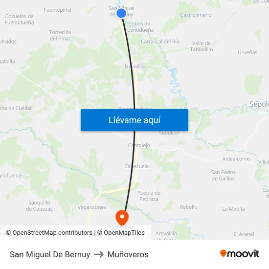 San Miguel De Bernuy to Muñoveros map