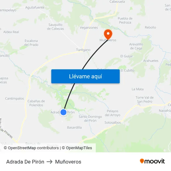 Adrada De Pirón to Muñoveros map