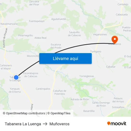 Tabanera La Luenga to Muñoveros map