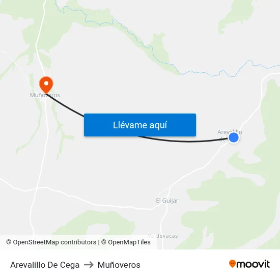 Arevalillo De Cega to Muñoveros map