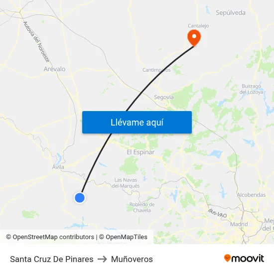 Santa Cruz De Pinares to Muñoveros map